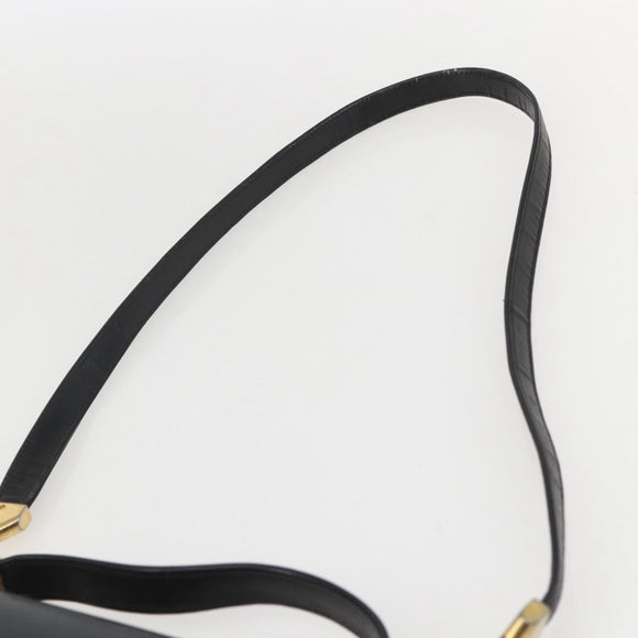 Christian Dior Hand Bag Leather 2way Black Gold Auth am10322
