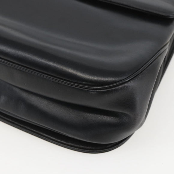 Christian Dior Hand Bag Leather 2way Black Gold Auth am10322