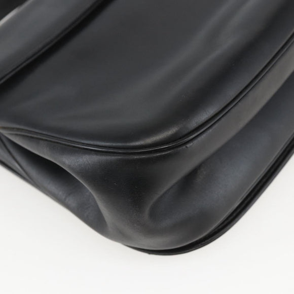 Christian Dior Hand Bag Leather 2way Black Gold Auth am10322