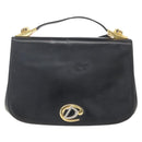 Christian Dior Hand Bag Leather 2way Black Gold Auth am10322-13