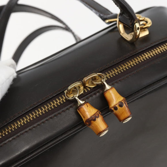 GUCCI Vanity Bag Tasche Emaille 2way Braun Gold 000 2122 0565 Auth am10324