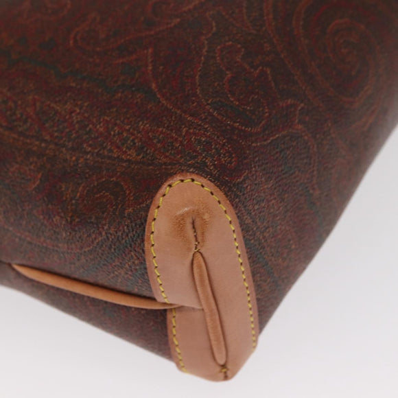 ETRO Paisley Shoulder Bag Leather Bordeaux Gold Auth am10326