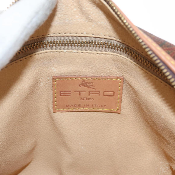 ETRO Paisley Shoulder Bag Leather Bordeaux Gold Auth am10326