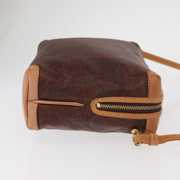 ETRO Paisley Shoulder Bag Leather Bordeaux Gold Auth am10326