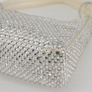 PRADA Rhinestone Hand Bag Satin White Silver Auth am10329V-10