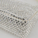 PRADA Rhinestone Hand Bag Satin White Silver Auth am10329V-12