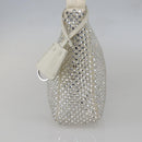 PRADA Rhinestone Hand Bag Satin White Silver Auth am10329V-5