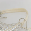 PRADA Rhinestone Hand Bag Satin White Silver Auth am10329V-8