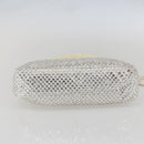 PRADA Rhinestone Hand Bag Satin White Silver Auth am10329V-9