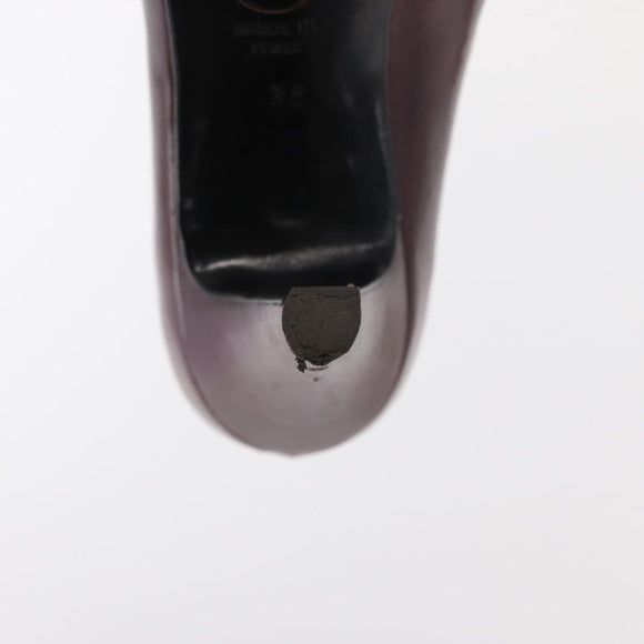 CHANEL High Heels Leather Size 36 Bordeaux CC Auth am10330