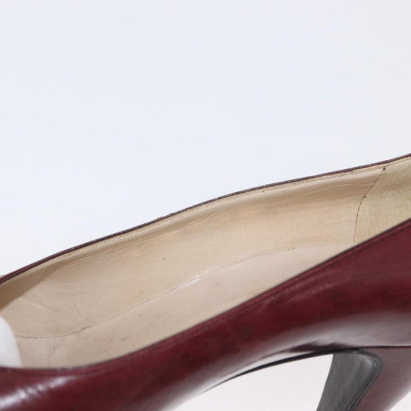 CHANEL High Heels Leather Size 36 Bordeaux CC Auth am10330