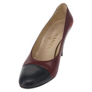 CHANEL High Heels Leather Size 36 Bordeaux CC Auth am10330-2