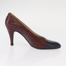 CHANEL High Heels Leather Size 36 Bordeaux CC Auth am10330-21