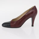 CHANEL High Heels Leather Size 36 Bordeaux CC Auth am10330-22