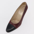 CHANEL High Heels Leather Size 36 Bordeaux CC Auth am10330-23