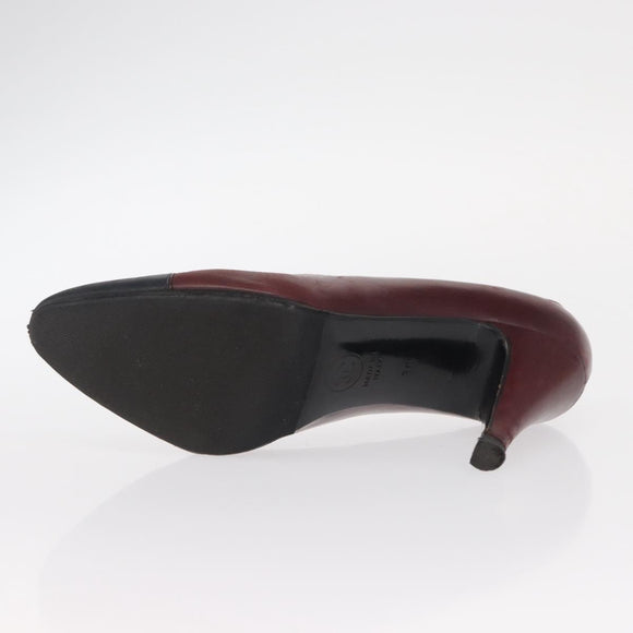 CHANEL High Heels Leather Size 36 Bordeaux CC Auth am10330