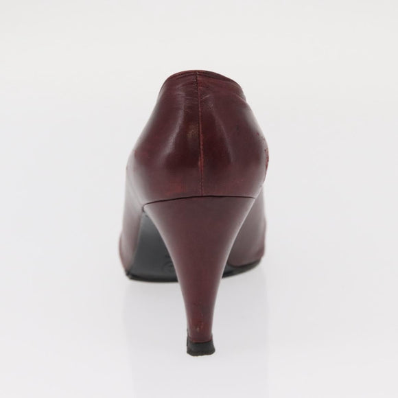 CHANEL High Heels Leather Size 36 Bordeaux CC Auth am10330