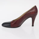 CHANEL High Heels Leather Size 36 Bordeaux CC Auth am10330-5