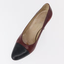 CHANEL High Heels Leather Size 36 Bordeaux CC Auth am10330-6