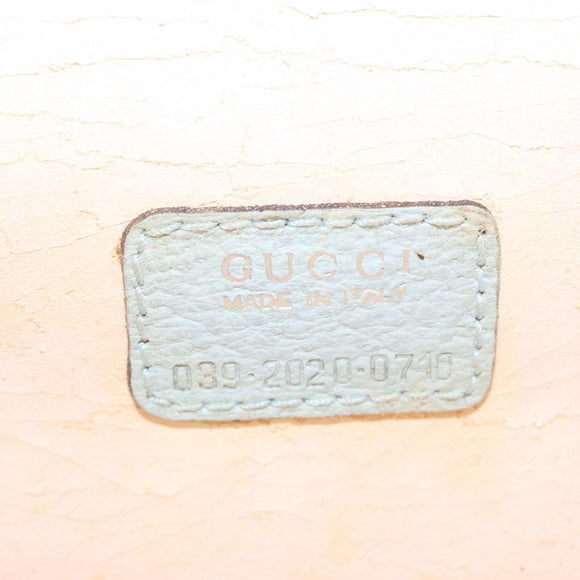 GUCCI Vanity Pouch Bag Leather Light Blue 039 2020 0710 Auth am10333