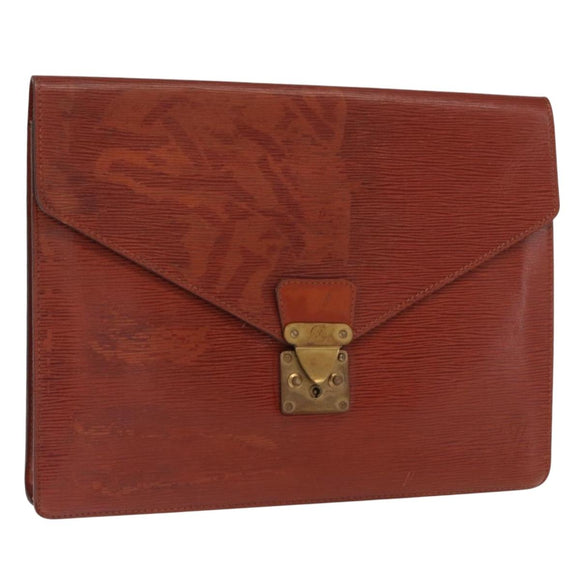 LOUIS VUITTON Epi Porte Documents Senatur Briefcase Brown M54453 LV Auth am10334