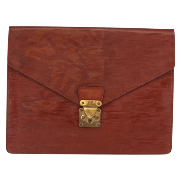 LOUIS VUITTON Epi Porte Documents Senatur Briefcase Brown M54453 LV Auth am10334