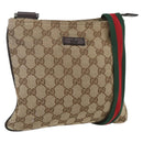 GUCCI GG Canvas Web Sherry Line Shoulder Bag Beige Silver 146309 Auth am10337A-1