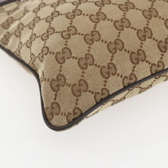 GUCCI GG Canvas Web Sherry Line Shoulder Bag Beige Silver 146309 Auth am10337