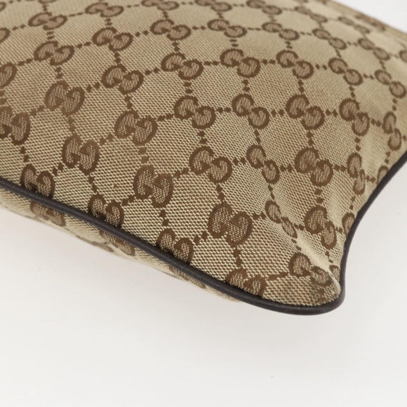 GUCCI GG Canvas Web Sherry Line Shoulder Bag Beige Silver 146309 Auth am10337