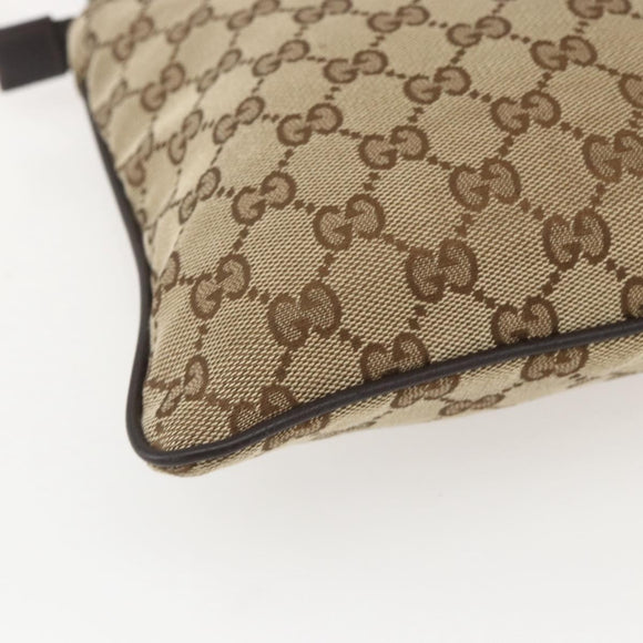 GUCCI GG Canvas Web Sherry Line Shoulder Bag Beige Silver 146309 Auth am10337