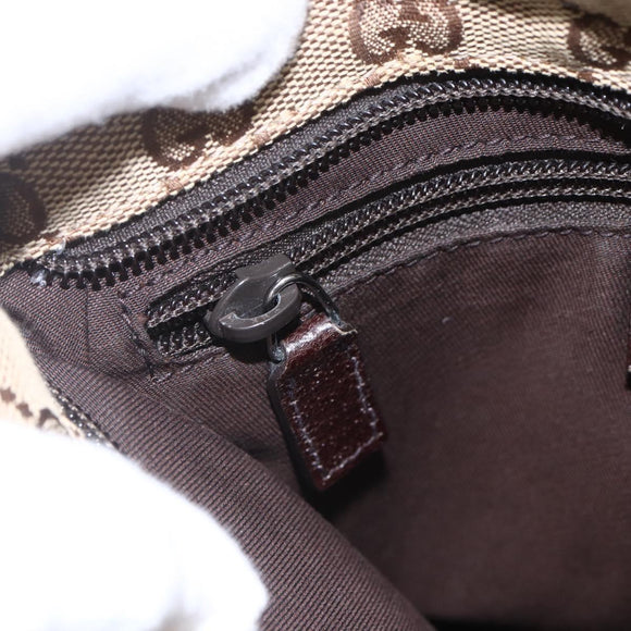 GUCCI GG Canvas Web Sherry Line Shoulder Bag Beige Silver 146309 Auth am10337