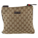 GUCCI GG Canvas Web Sherry Line Shoulder Bag Beige Silver 146309 Auth am10337A-13