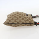 GUCCI GG Canvas Web Sherry Line Shoulder Bag Beige Silver 146309 Auth am10337A-4