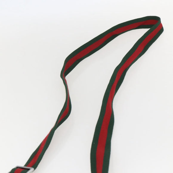 GUCCI GG Canvas Web Sherry Line Shoulder Bag Beige Silver 146309 Auth am10337