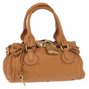Chloe Paddington Hand Bag Leather Brown Gold Silver Auth am10338V-1