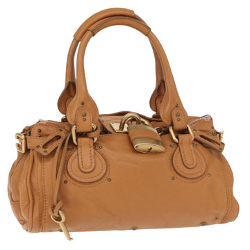 Chloe Paddington Hand Bag Leather Brown Gold Silver Auth am10338V