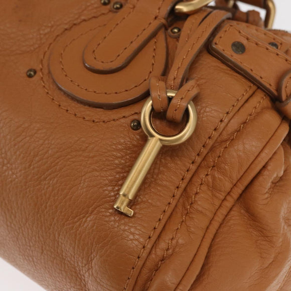 Chloe Paddington Hand Bag Leather Brown Gold Silver Auth am10338V