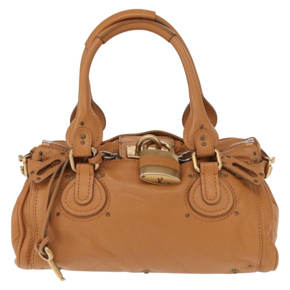Chloe Paddington Hand Bag Leather Brown Gold Silver Auth am10338V
