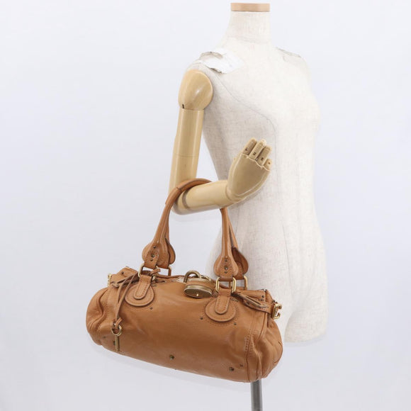 Chloe Paddington Hand Bag Leather Brown Gold Silver Auth am10338V