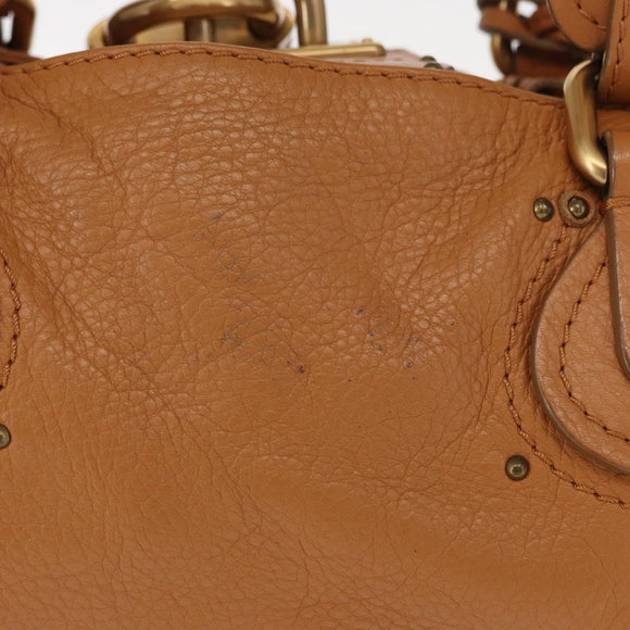 Chloe Paddington Hand Bag Leather Brown Gold Silver Auth am10338V