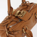 Chloe Paddington Hand Bag Leather Brown Gold Silver Auth am10338V-7