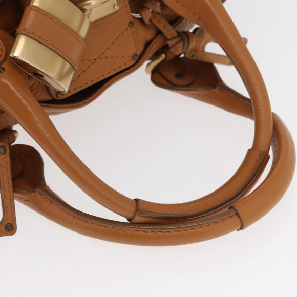 Chloe Paddington Hand Bag Leather Brown Gold Silver Auth am10338V