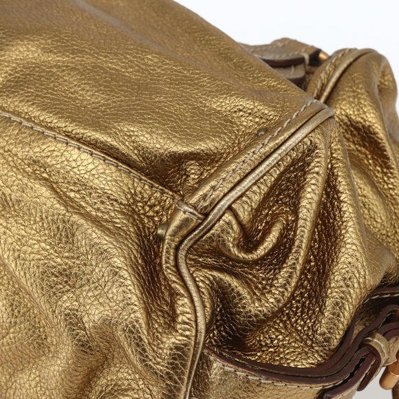 Chloe Paddington Hand Bag Leather Beige Gold Silver Auth am10339V