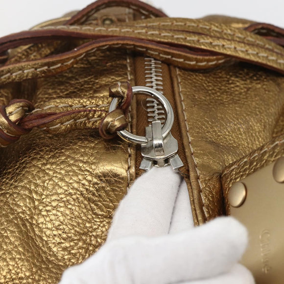 Chloe Paddington Hand Bag Leather Beige Gold Silver Auth am10339V