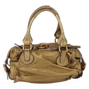 Chloe Paddington Hand Bag Leather Beige Gold Silver Auth am10339V-3