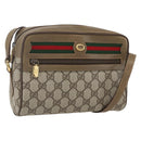 GUCCI GG Supreme Web Sherry Line Bag PVC Beige Gold 56 02 087 Auth am10340-1