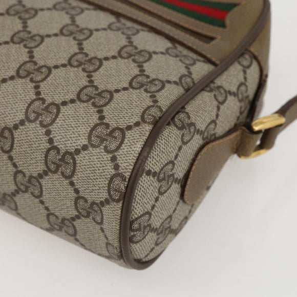 GUCCI GG Supreme Web Sherry Line Bag PVC Beige Gold 56 02 087 Auth am10340