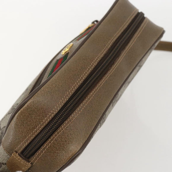 GUCCI GG Supreme Web Sherry Line Bag PVC Beige Gold 56 02 087 Auth am10340