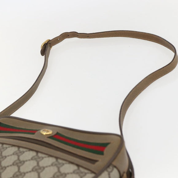 GUCCI GG Supreme Web Sherry Line Bag PVC Beige Gold 56 02 087 Auth am10340