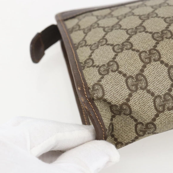 GUCCI GG Supreme Web Sherry Line Old Clutch PVC Beige 014 113 6063 Auth am10356